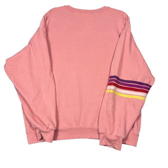 Aviator Nation Pink Smiley Face Crewneck Sweatshirt Size M - Picture 3 of 7